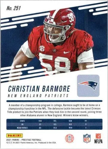 2021 Panini Prestige #251 Christian Barmore NM-MT RC Rookie Patriots - Football Card Single