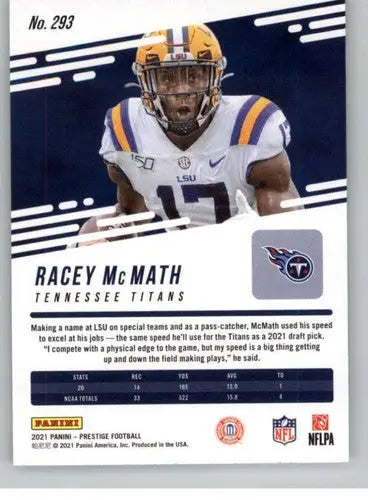 2021 Panini Prestige #293 Racey McMath NM-MT RC Rookie Titans ID:39463 - Football Card Single