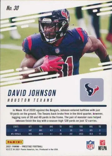 2021 Panini Prestige #30 David Johnson NM-MT Texans ID:39485 - Football Card Single