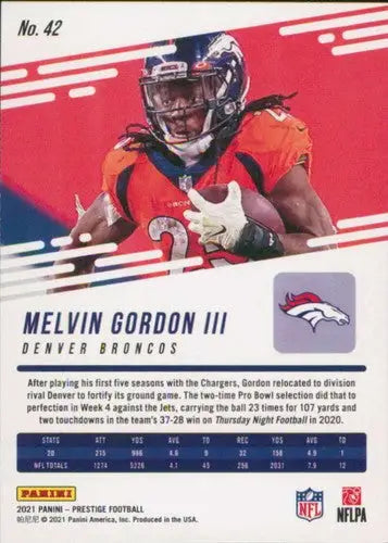 2021 Panini Prestige #42 Melvin Gordon III NM-MT Broncos - Football Card Single