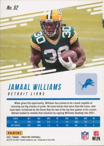 2021 Panini Prestige #52 Jamaal Williams NM-MT Lions ID:39495 - Football Card Single