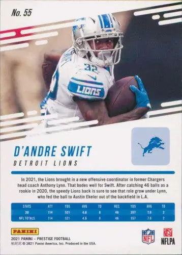 Original gloss D’Andre Swift football card from Panini Prestige by Simply Sandoval