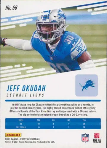 2021 Panini Prestige #56 Jeff Okudah NM-MT Lions ID:39496 - Football Card Single