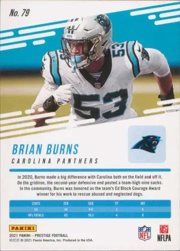 2021 Panini Prestige #79 Brian Burns NM-MT Panthers ID:39504 - Football Card Single