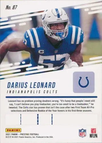 2021 Panini Prestige #87 Darius Leonard NM-MT Colts ID:39506 - Football Card Single