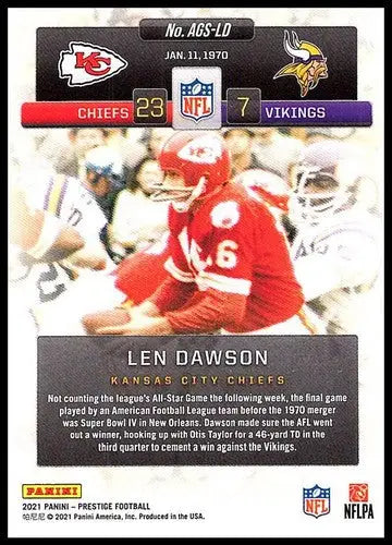 2021 Panini Prestige Any Given Sunday #16 Len Dawson NM-MT Chiefs - Football Card Single