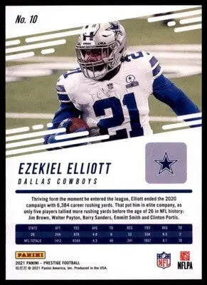 2021 Panini Prestige Ezekiel Elliott 10 Dallas Cowboys