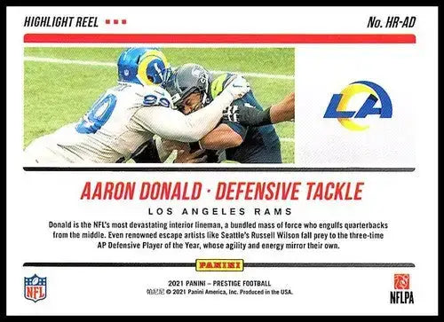 2021 Panini Prestige Highlight Reel #17 Aaron Donald NM-MT LA Rams - Football Card Single