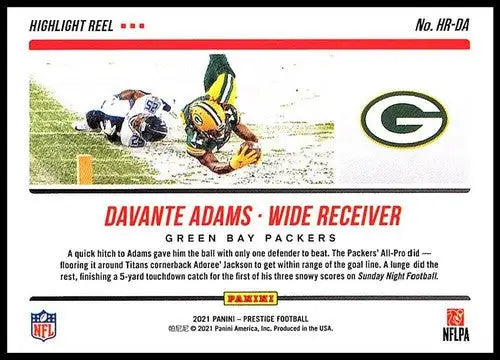 2021 Panini Prestige Highlight Reel #3 Davante Adams NM-MT Packers - Football Card Single