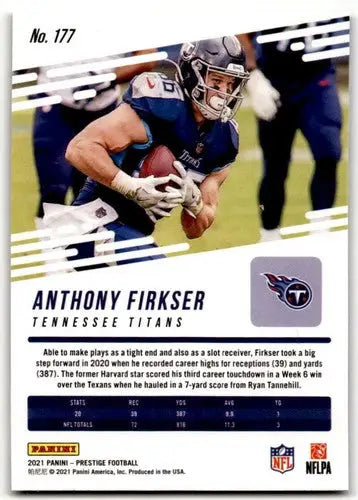 Original gloss Panini Prestige Xtra Anthony Firkser trading card Tennessee Titans 2021