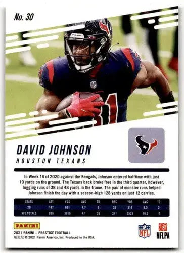 2021 Panini Prestige Xtra Points Sunburst #30 David Johnson NM-MT Texans - Football Card Single