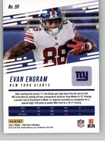 Evan Engram football card from 2021 Panini Prestige Xtra Points Sunburst NY Giants