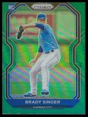 2021 Panini Prizm #114 Brady Singer Green Prizm Kansas City Royals - Baseball Card Single