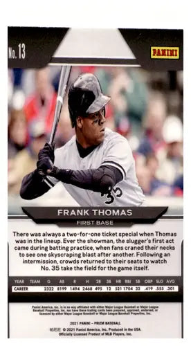 Panini Prizm Frank Thomas baseball trading card with original gloss from 2021 series