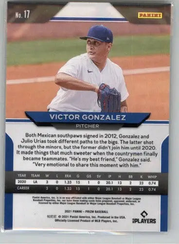 2021 Panini Prizm Victor Gonzalez baseball card with original gloss Dodgers ID 52491