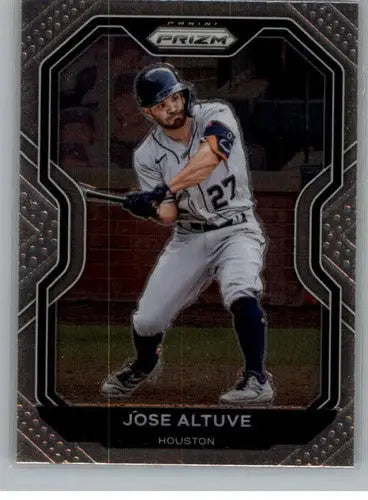 Baseball trading card featuring Jose Altuve of the Houston Astros from Panini Prizm original gloss