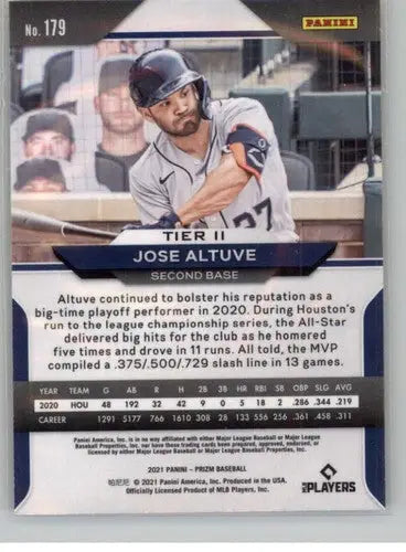 Panini Prizm Jose Altuve baseball trading card with original gloss from 2021 Panini Prizm