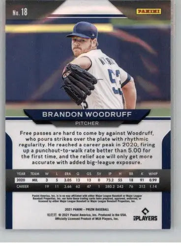 2021 Panini Prizm #18 Brandon Woodruff NM-MT Brewers ID:45261 - Baseball Card Single
