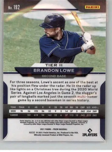 Original gloss Panini Prizm Brandon Lowe baseball card from 2021 Rays series