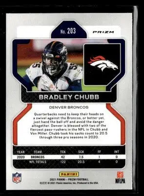 2021 Panini Prizm #203 Bradley Chubb Neon Green Pulsar - Football Card Single