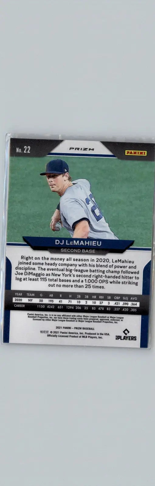 2021 Panini Prizm #22 DJ LeMahieu New York Yankees - Baseball Card Single