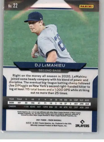 2021 Panini Prizm DJ LeMahieu baseball card with original gloss Yankees ID 45263