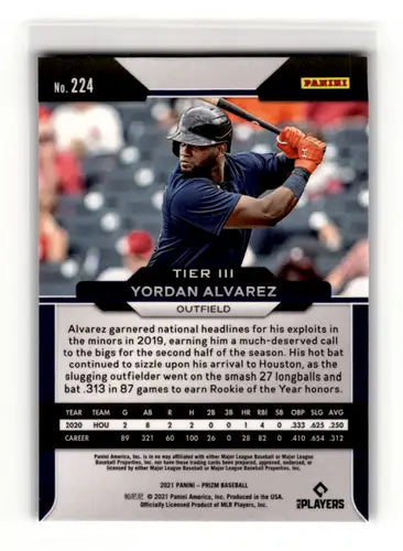 Original gloss Panini Prizm Yordan Alvarez baseball card 2021 Astros NM-MT
