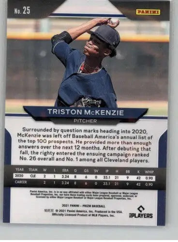 Baseball trading card of Triston McKenzie from Panini Prizm with original gloss