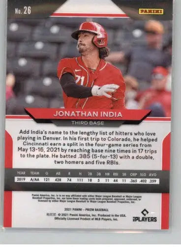 2021 Panini Prizm #26 Jonathan India NM-MT Reds ID:45265 - Baseball Card Single