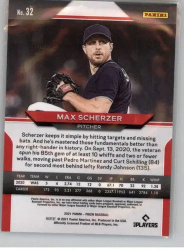 2021 Panini Prizm #32 Max Scherzer NM-MT Nationals ID:52475 - Baseball Card Single