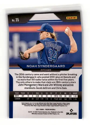Original gloss Panini Prizm Noah Syndergaard baseball card in near mint condition