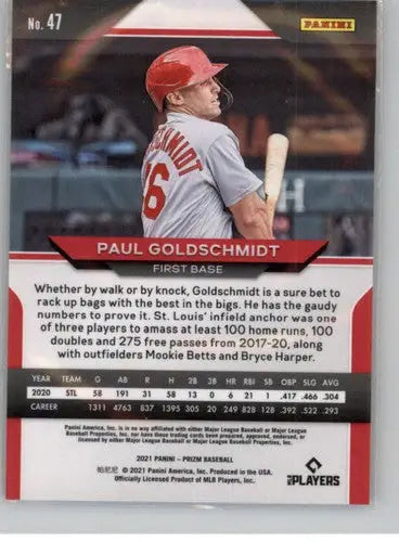 2021 Panini Prizm #47 Paul Goldschmidt NM-MT Cardinals ID:52478 - Baseball Card Single