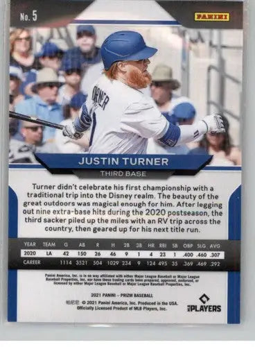 2021 Panini Prizm #5 Justin Turner NM-MT Dodgers ID:52480 - Baseball Card Single