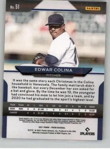 2021 Panini Prizm #51 Edwar Colina NM-MT Twins ID:45273 - Baseball Card Single