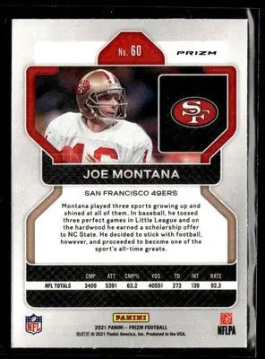 2021 Panini Prizm #60 Joe Montana Neon Green Pulsar