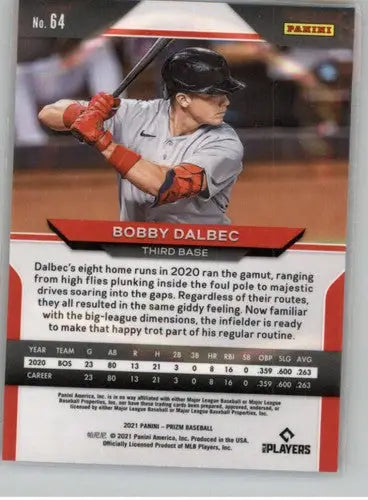 Collectible Bobby Dalbec Panini Prizm baseball card with original gloss from 2021 series