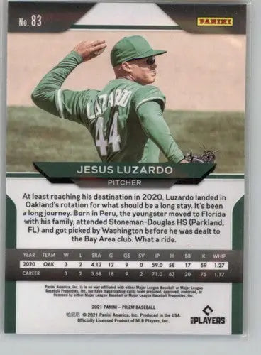 2021 Panini Prizm Jesus Luzardo baseball trading card with original gloss NM-MT