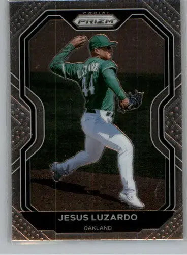Baseball card featuring Jesus Luzardo of Oakland Athletics from Panini Prizm original gloss