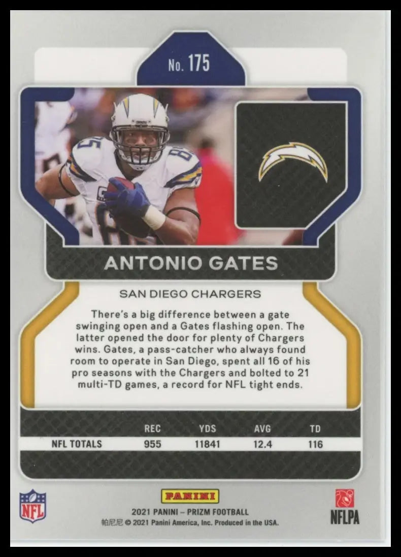 2021 Panini Prizm Antonio Gates 175 San Diego Chargers NM - Football Card Single