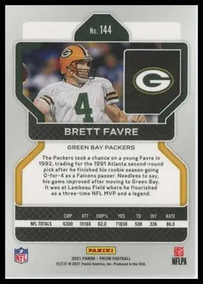 2021 Panini Prizm Base Brett Favre Green Bay Packers 144 - Football Card Single
