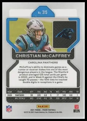 2021 Panini Prizm Base Christian McCaffrey Carolina Panthers 315