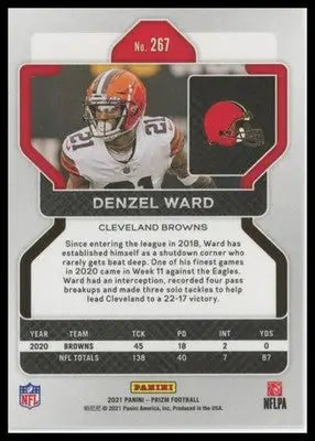 2021 Panini Prizm Base Denzel Ward Cleveland Browns 267 - Football Card Single