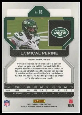 2021 Panini Prizm Base La’Mical Perine New York Jets 88 - Football Card Single