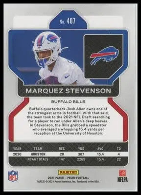 2021 Panini Prizm Base Marquez Stevenson RC Buffalo Bills 407 - Football Card Single