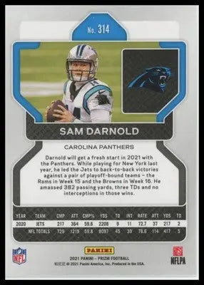 2021 Panini Prizm Base Sam Darnold Carolina Panthers 314 - Football Card Single