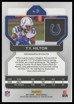 2021 Panini Prizm Base T.Y. Hilton Indianapolis Colts 21 - Football Card Single