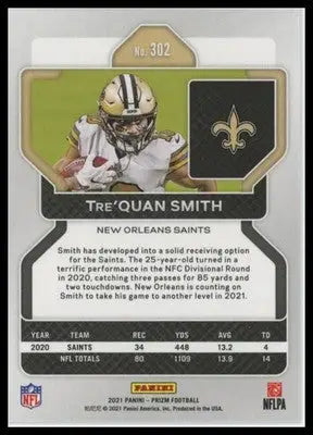 2021 Panini Prizm Base Tre’Quan Smith New Orleans Saints 302 - Football Card Single