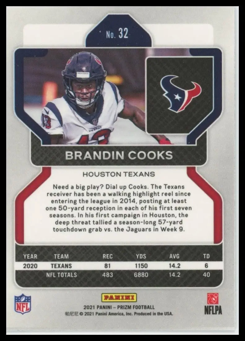 2021 Panini Prizm - Brandin Cooks #32 - Football Card Single