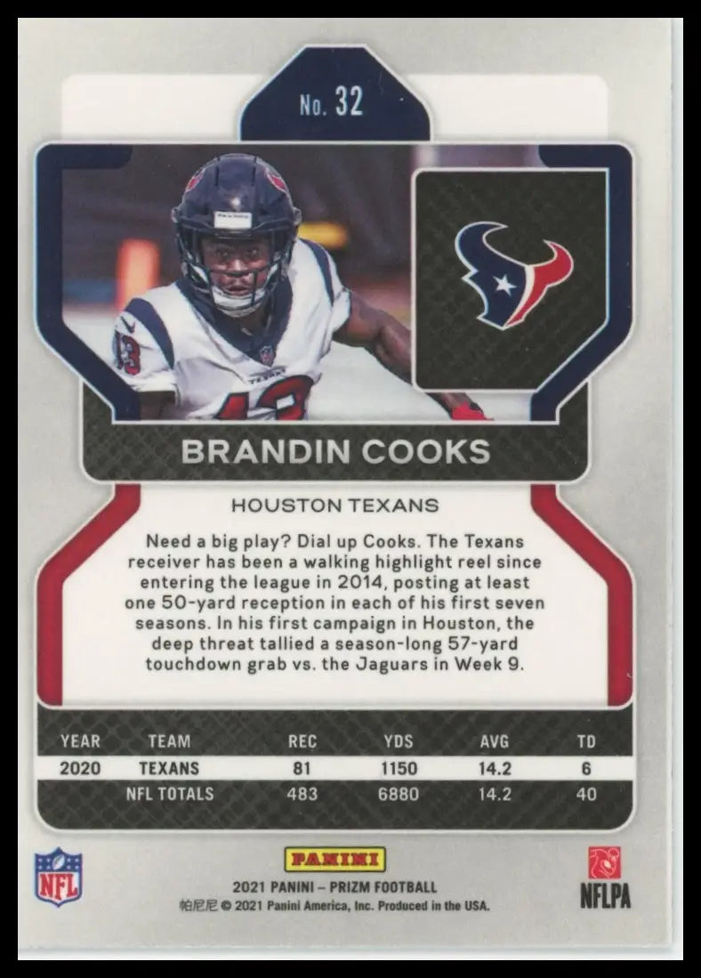 2021 Panini Prizm Brandin Cooks 32 Houston Texans