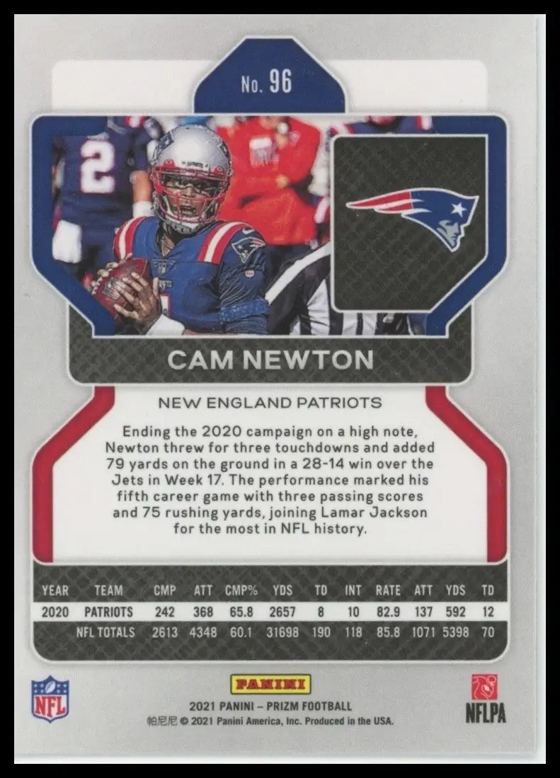 2021 Panini Prizm - Cam Newton #96 - Football Card Single